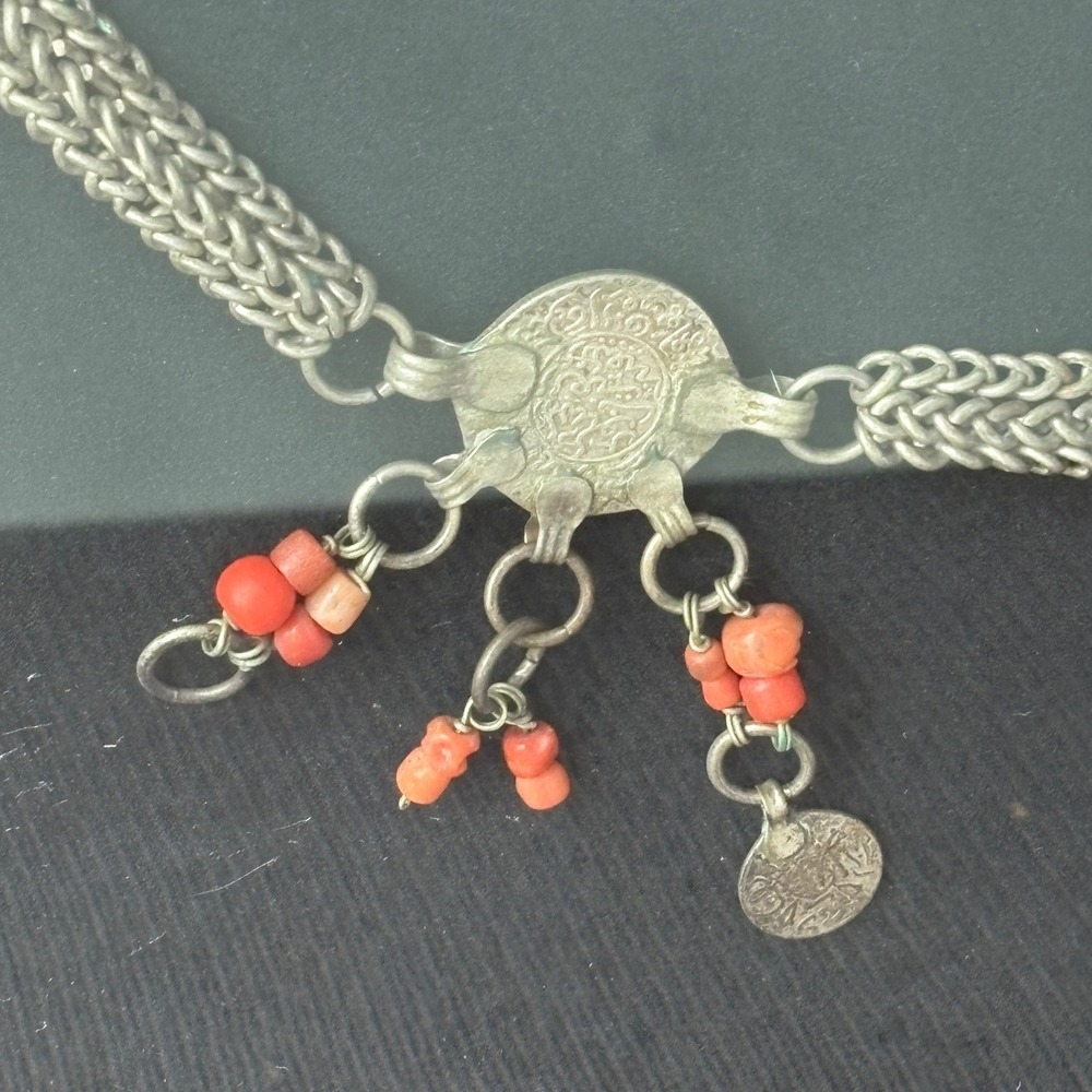 Berber N‎ African Silver Coin Necklace Coral Beads Coins Dated 1902–1903 Framed - Picture 10 of 16